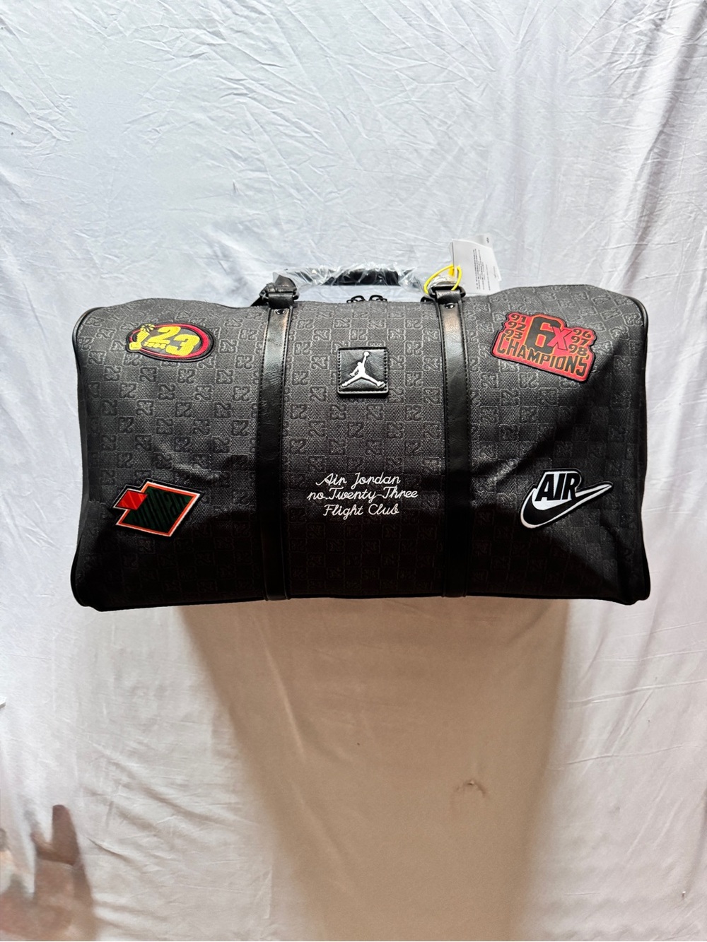 Jordan Black Flight Club Duffel with Patch Accents